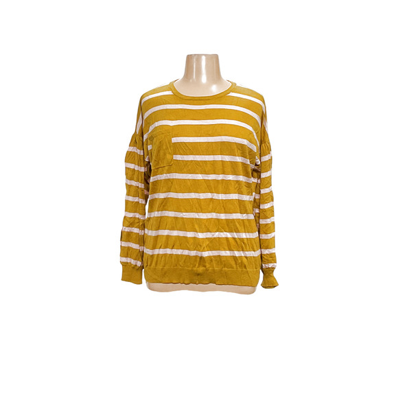 Nine West Green Striped Cotton Pullover Sweater - Women's XL - Picture 1 of 4